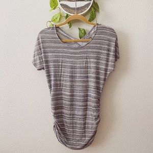 OLIVIA MOON~CRISS-CROSS BACK~STRIPED TEE SHIRT/TOP~X-SMALL